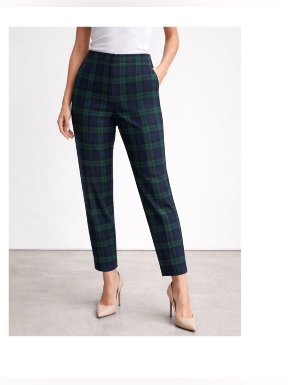 J. Crew Green & Navy Tartan Full-Length Pants - Picture 7 of 7